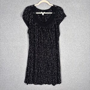 Croft Barrow Intimates Crochet Nightgown 2X Black Heart Print Rayon Dress Flowy